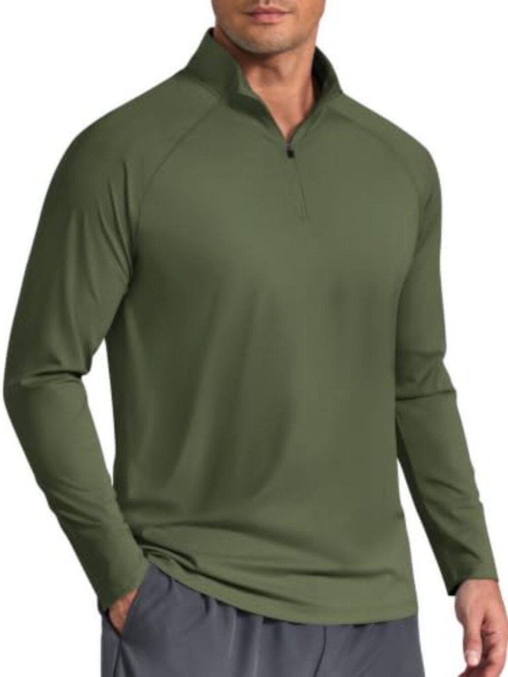 Men's Quarter Zip Pullover Athletic Shirt Long Sleeve Lightweight Mock Neck